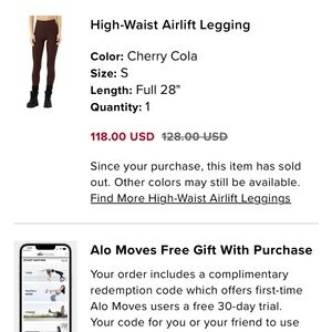 ALO Yoga High-Waist Airlift Legging in Cherry Cola (2021)